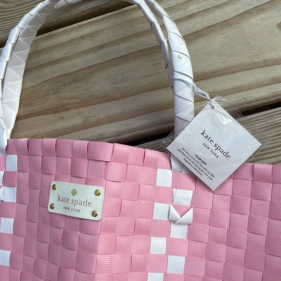 NWT- Kate Spade Pink Woven Tote - Picture 5 of 12